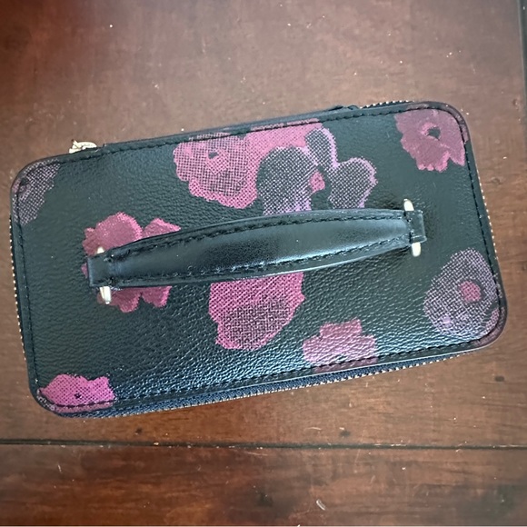 Coach Vanity Case Handled Zip Jewelry Travel Box Halftone Floral Black/Wine - Picture 4 of 13